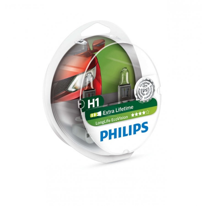 Галогенные лампы Philips H1 12v 55w LongLife EcoVision